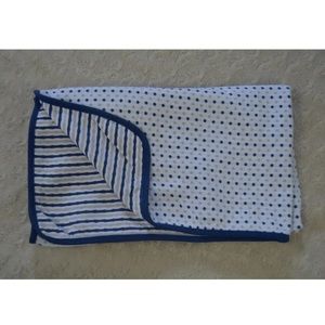 Living Textiles Baby Blanket Stripes Dots Blue White Gray Security Lovey